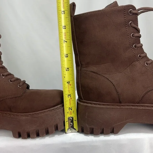 Rouge helium brown soft lace up platform combat style boots women’s size 8 - Picture 15 of 16